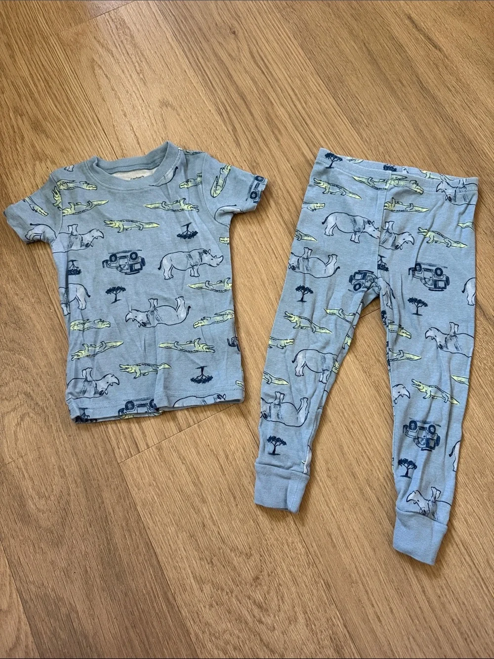 Carter's Light Blue Safari Animal Pajama Set Size 2T
